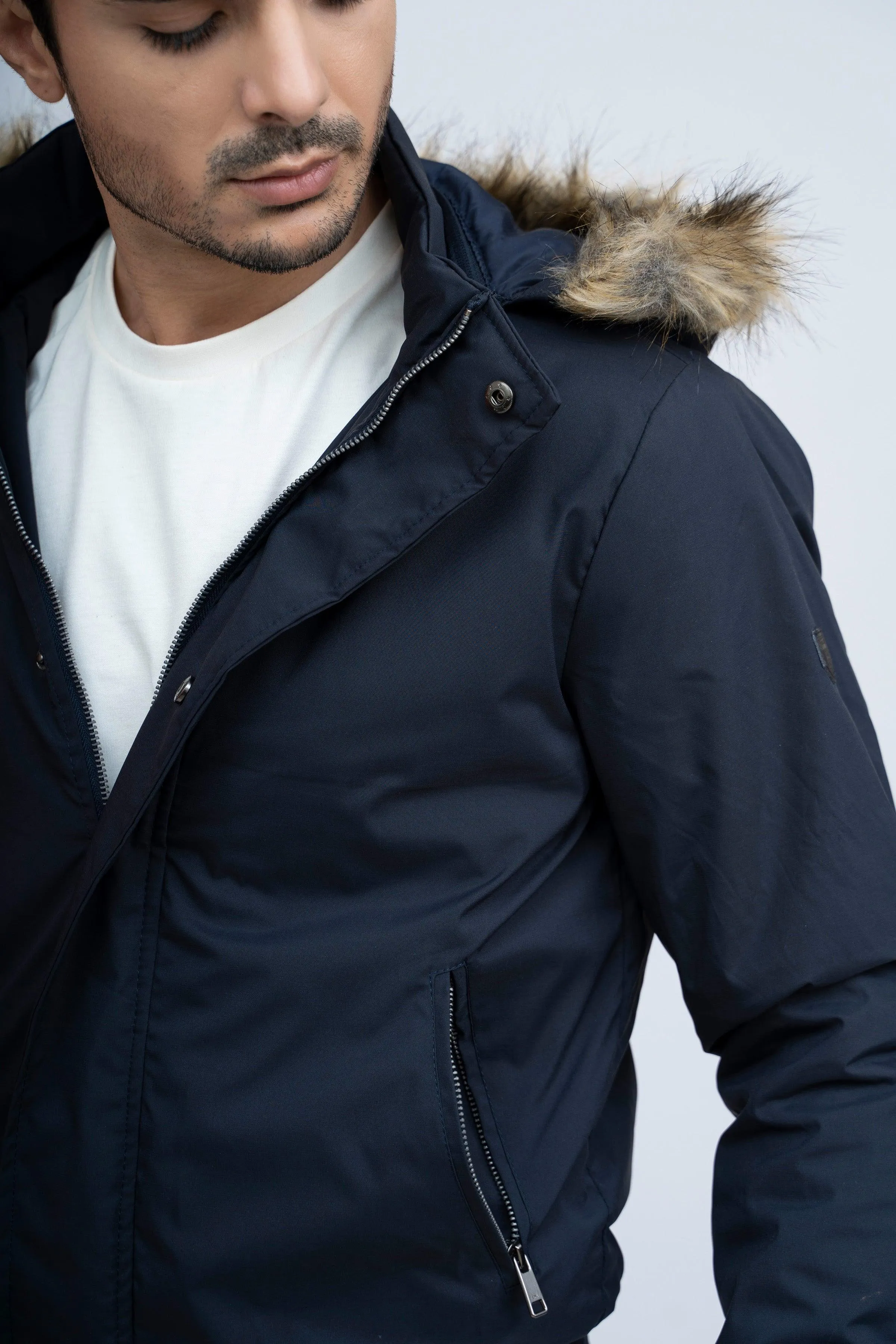 FUR JACKET F/S NAVY