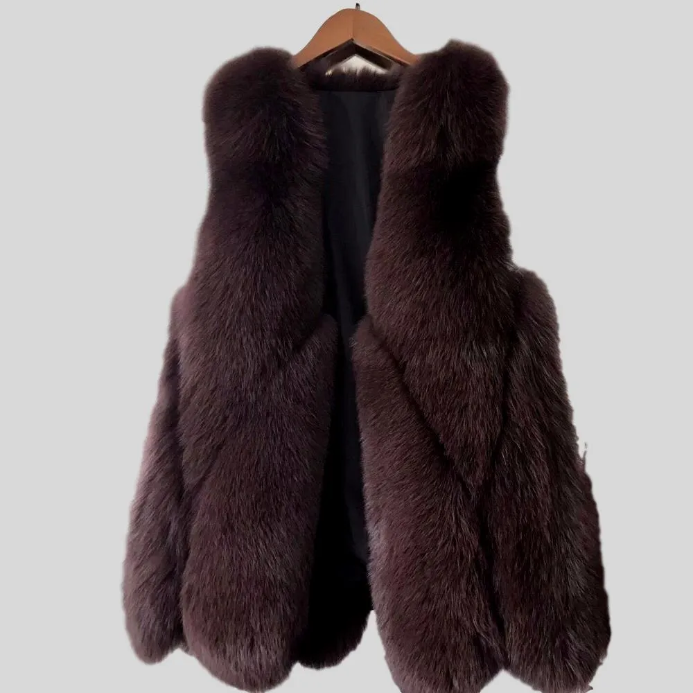 Genuine Fox Fur Medium Length Vest