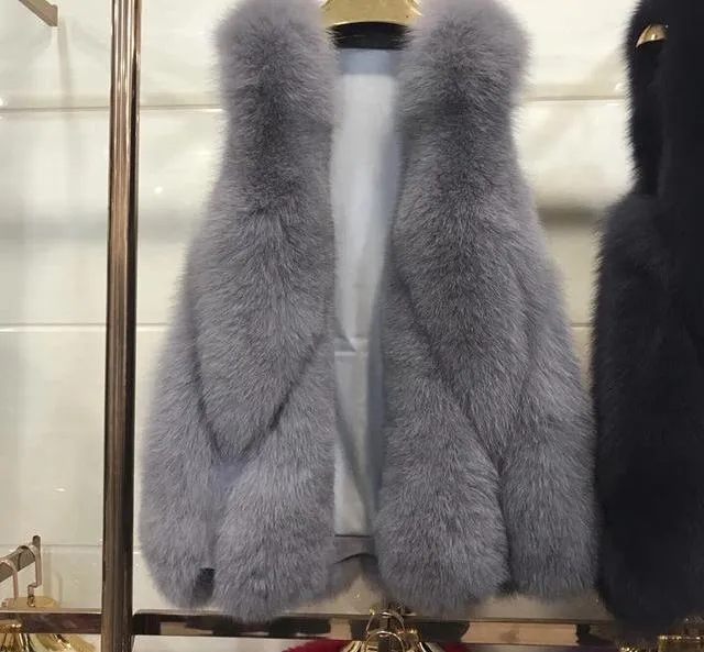 Genuine Fox Fur Medium Length Vest