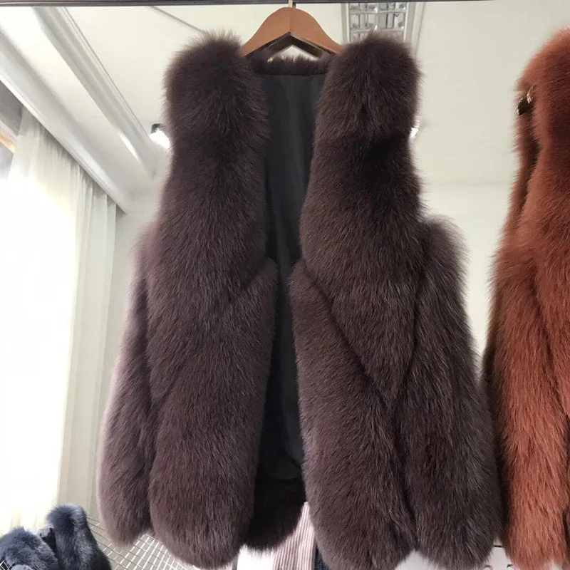 Genuine Fox Fur Medium Length Vest