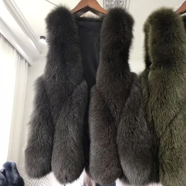 Genuine Fox Fur Medium Length Vest