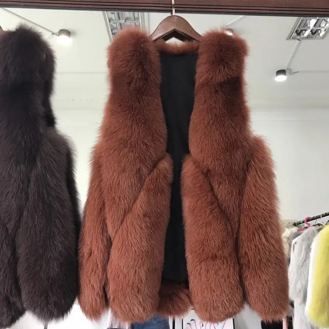 Genuine Fox Fur Medium Length Vest