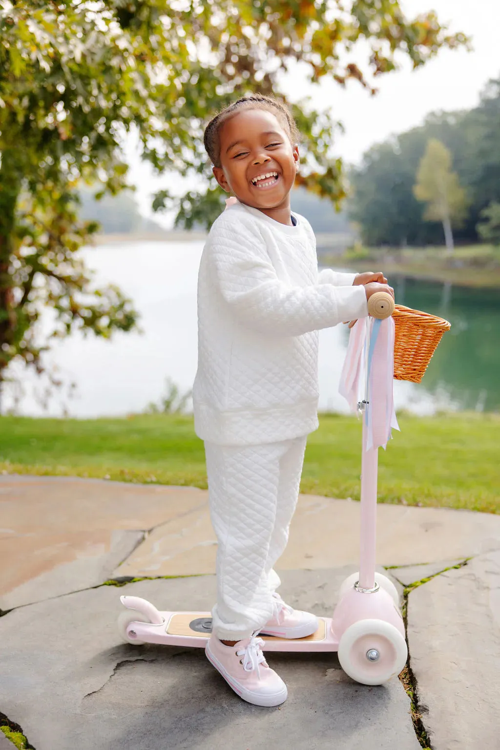 Girls Cassidy Comfy Crewneck - Quilted Palmetto Pearl - FINAL SALE