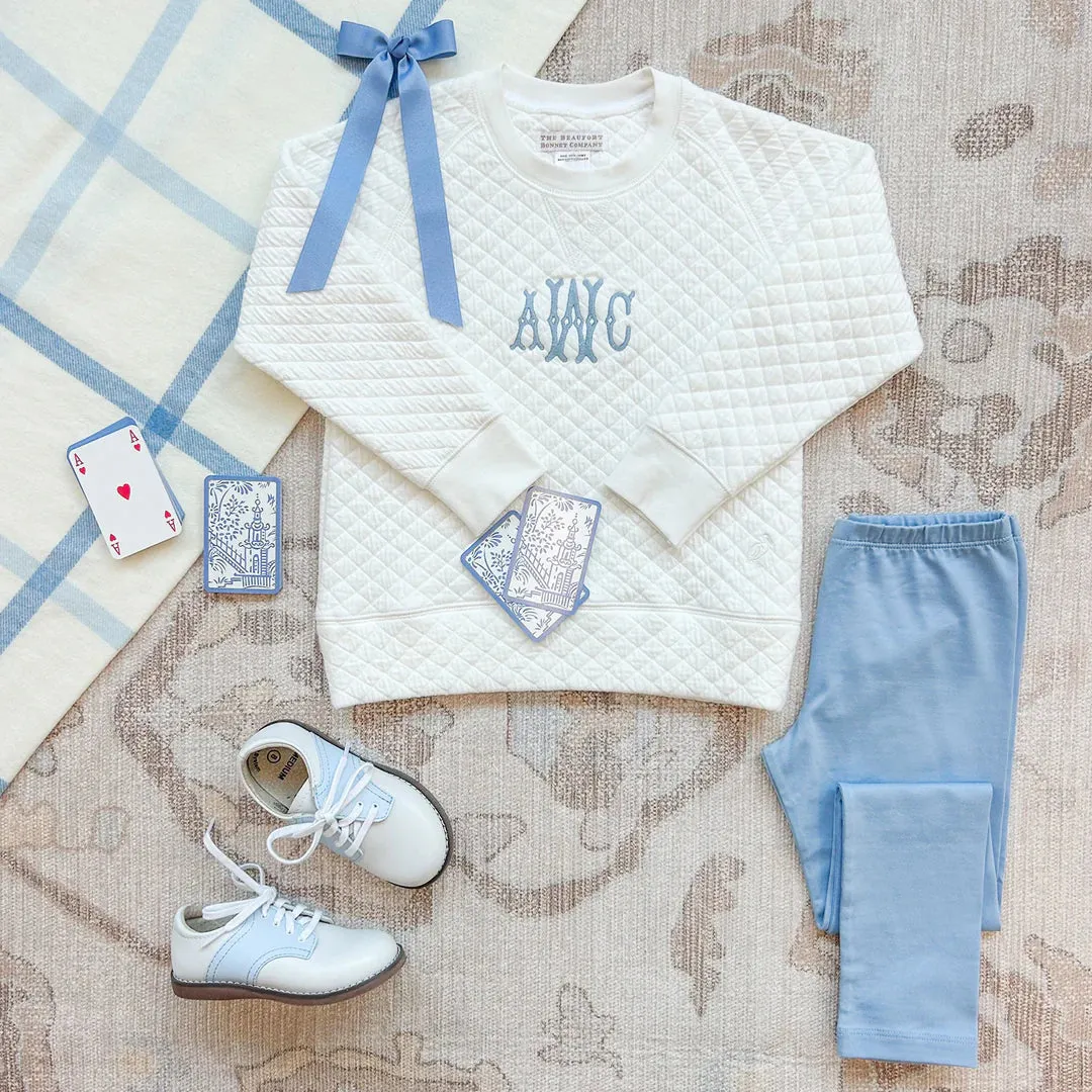 Girls Cassidy Comfy Crewneck - Quilted Palmetto Pearl - FINAL SALE