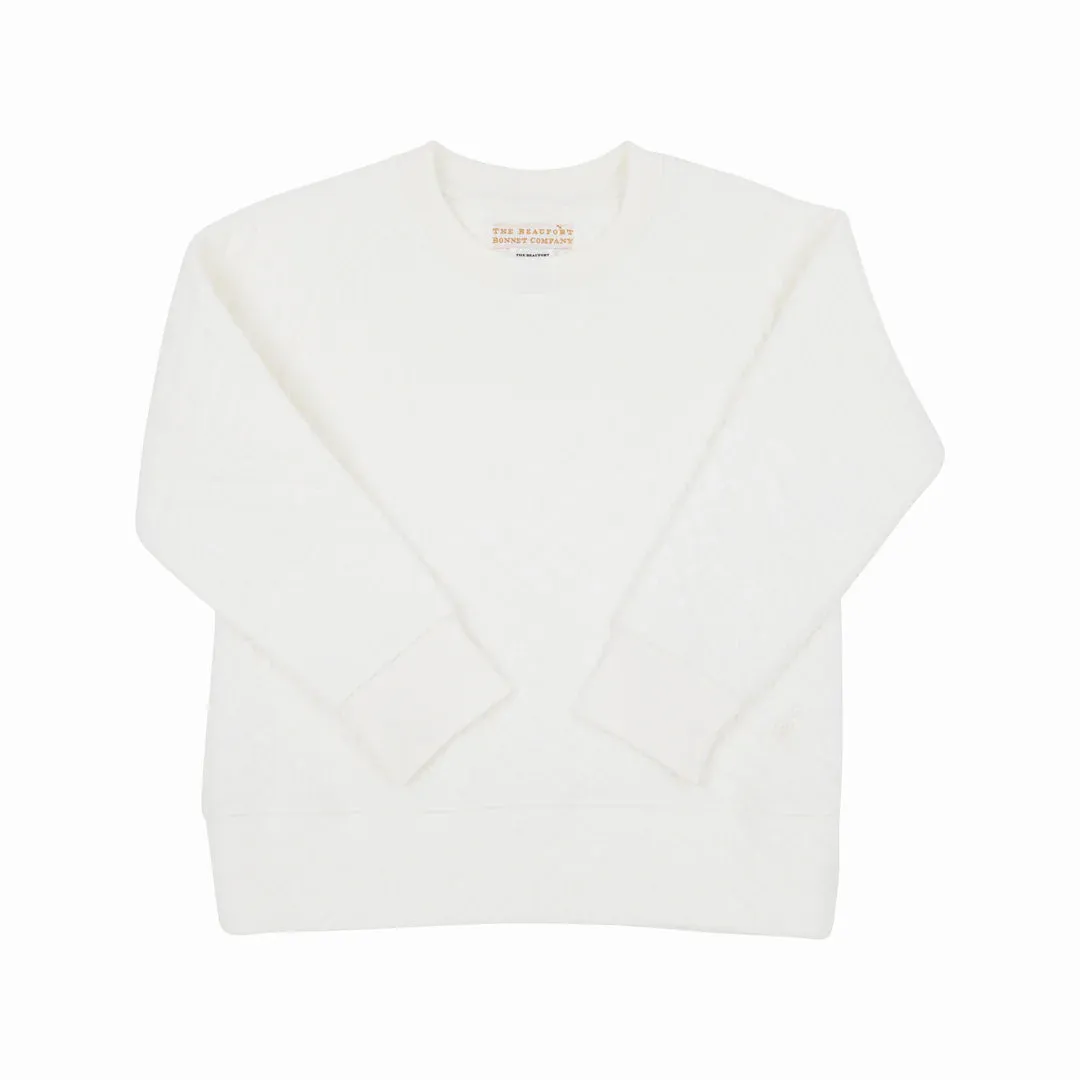 Girls Cassidy Comfy Crewneck - Quilted Palmetto Pearl - FINAL SALE