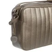 Gold Quilted Square Cross Body Bag with Tassel