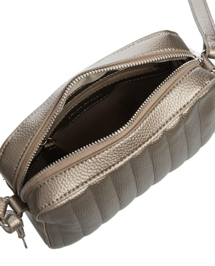 Gold Quilted Square Cross Body Bag with Tassel