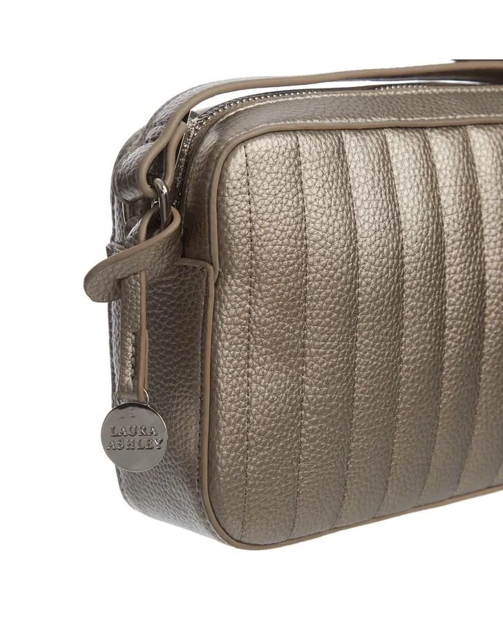 Gold Quilted Square Cross Body Bag with Tassel