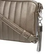 Gold Quilted Square Cross Body Bag with Tassel