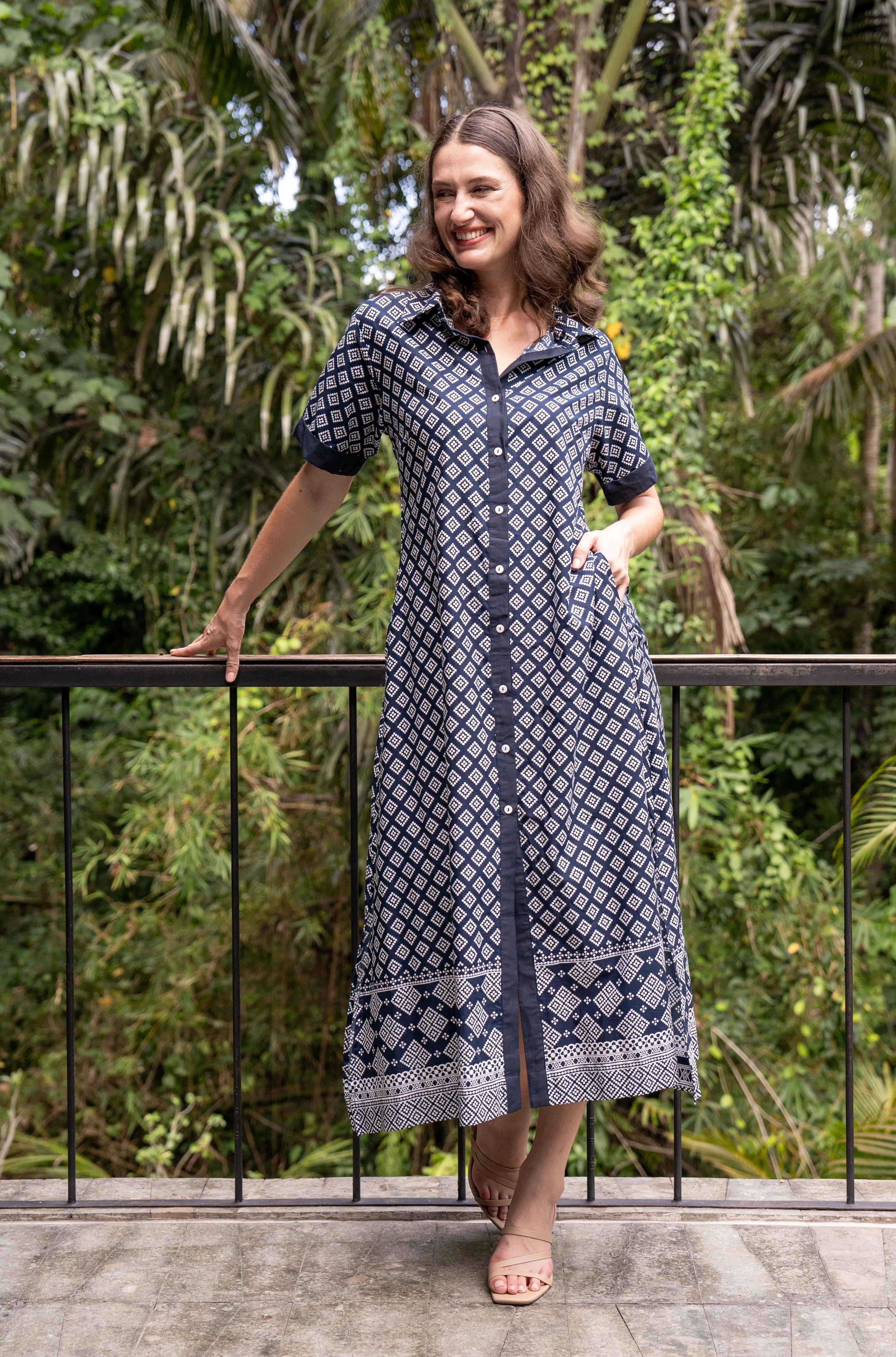Gracie Shirt Dress in Navy Iris
