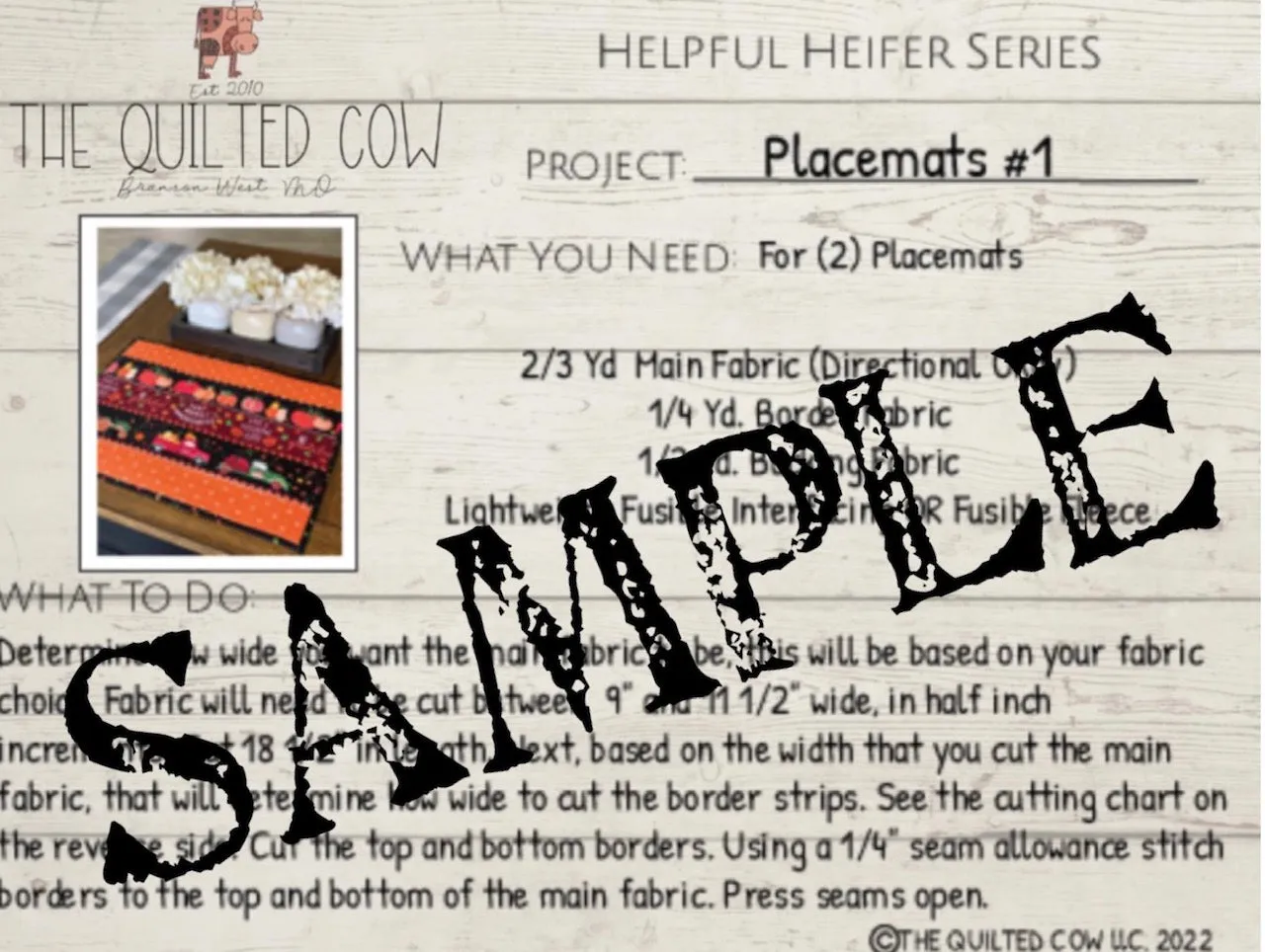 Helpful Heifer Placemat #1
