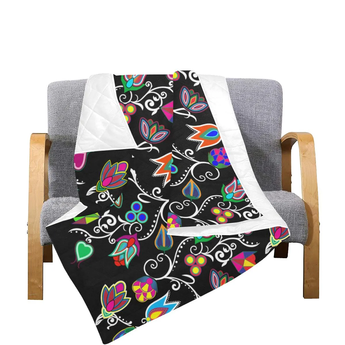 Indigenous Paisley - Black Quilted Comforter 70"x80"