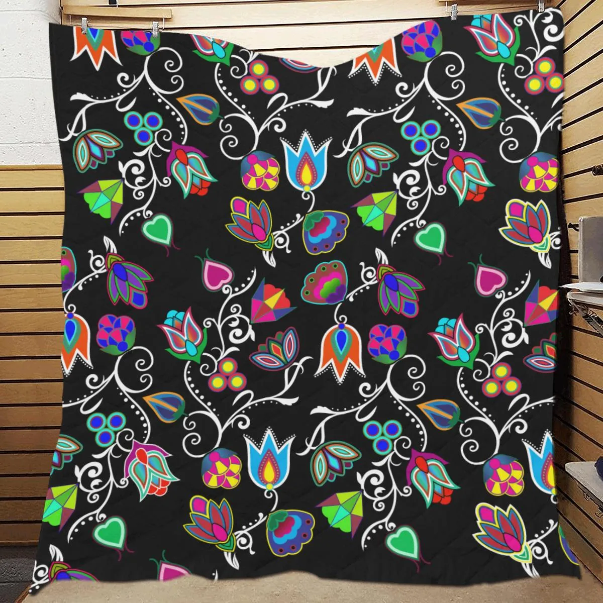 Indigenous Paisley - Black Quilted Comforter 70"x80"