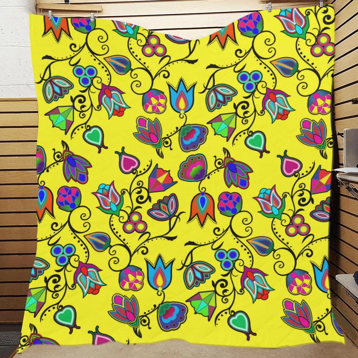 Indigenous Paisley - Yellow Quilted Comforter 70"x80"