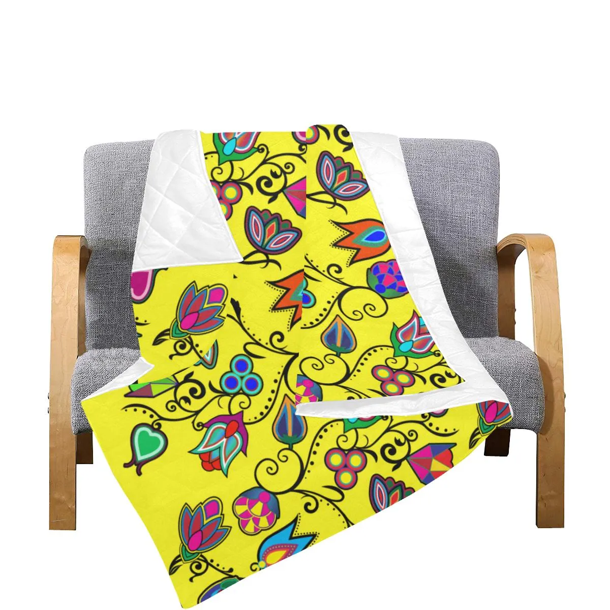 Indigenous Paisley - Yellow Quilted Comforter 70"x80"