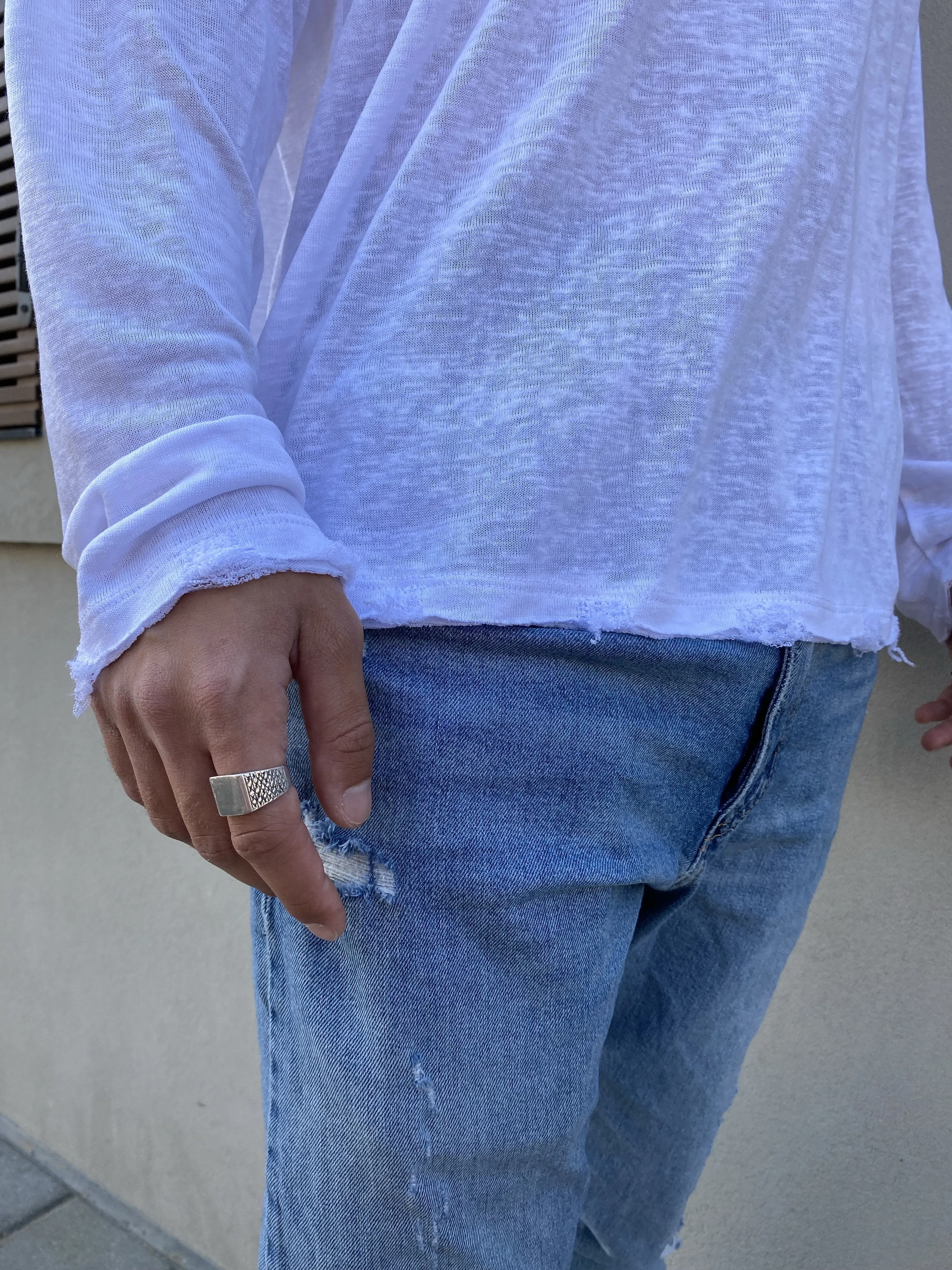 LINEN LONG SLEEVE SHIRT - WHITE