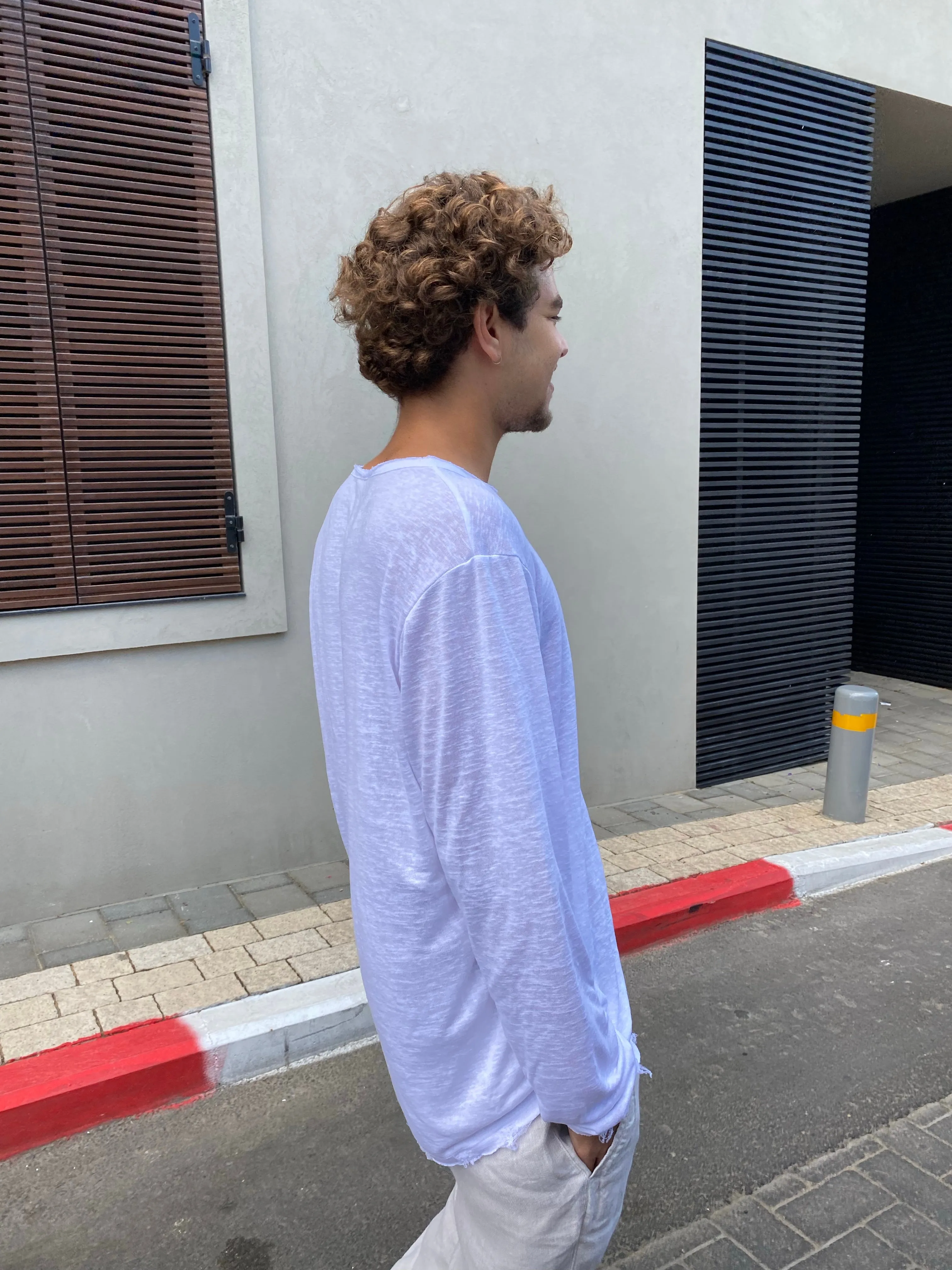 LINEN LONG SLEEVE SHIRT - WHITE