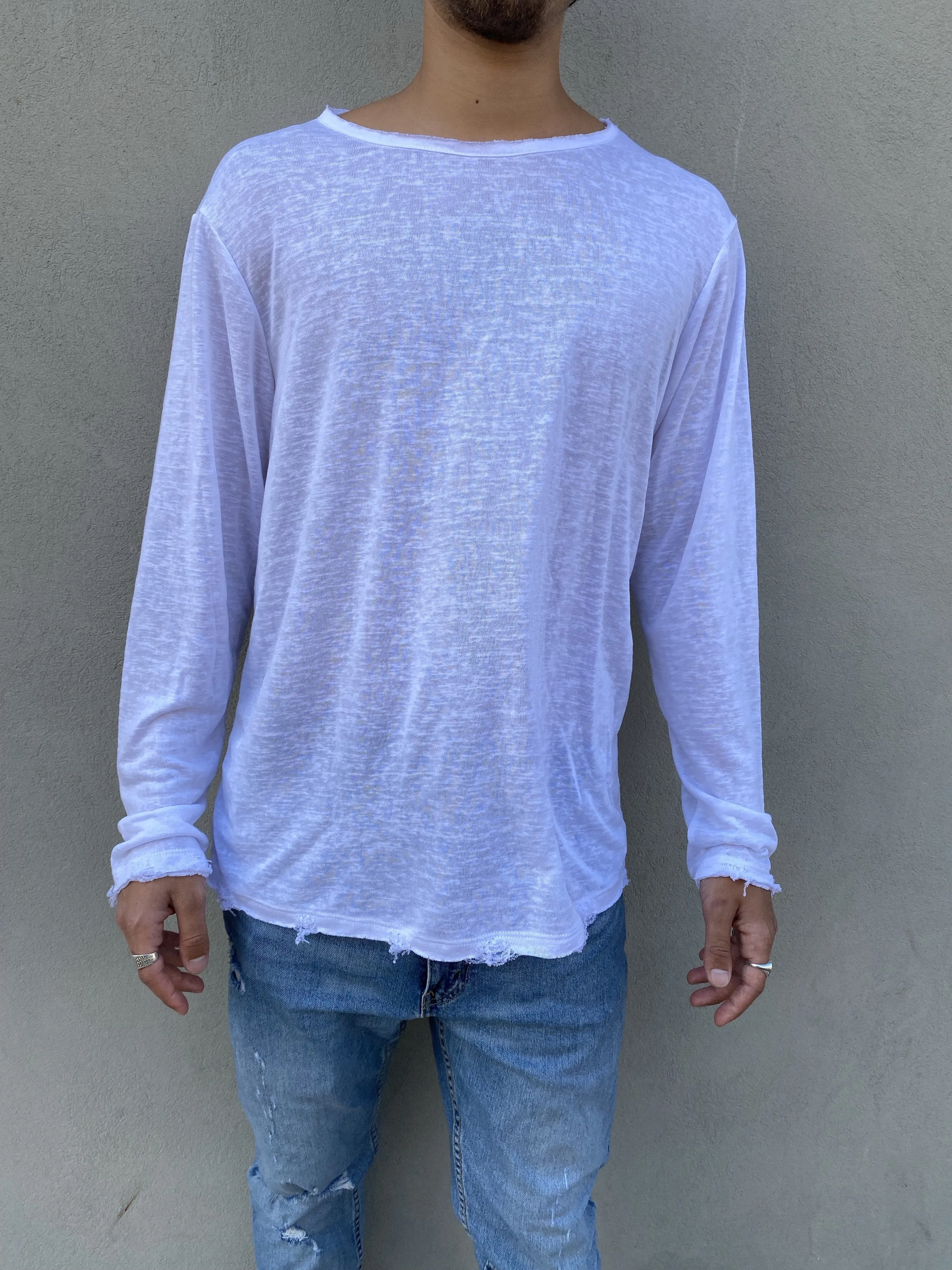LINEN LONG SLEEVE SHIRT - WHITE