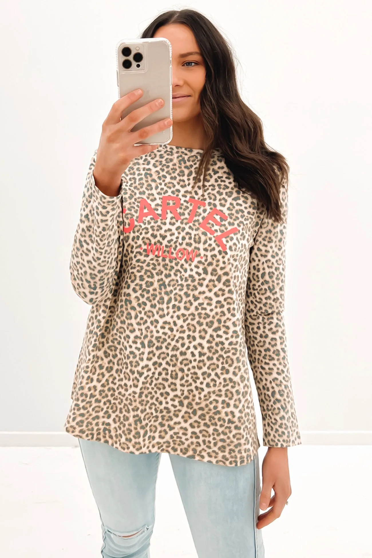 Lola Long Sleeve Top Mocha Leopard