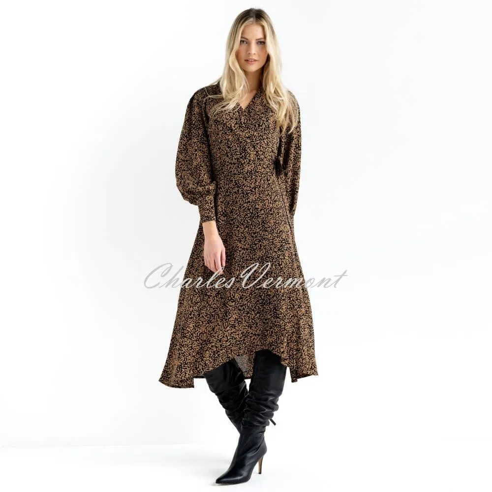 Marble Wrap Dress - Style 6792-130 (Camel / Black)