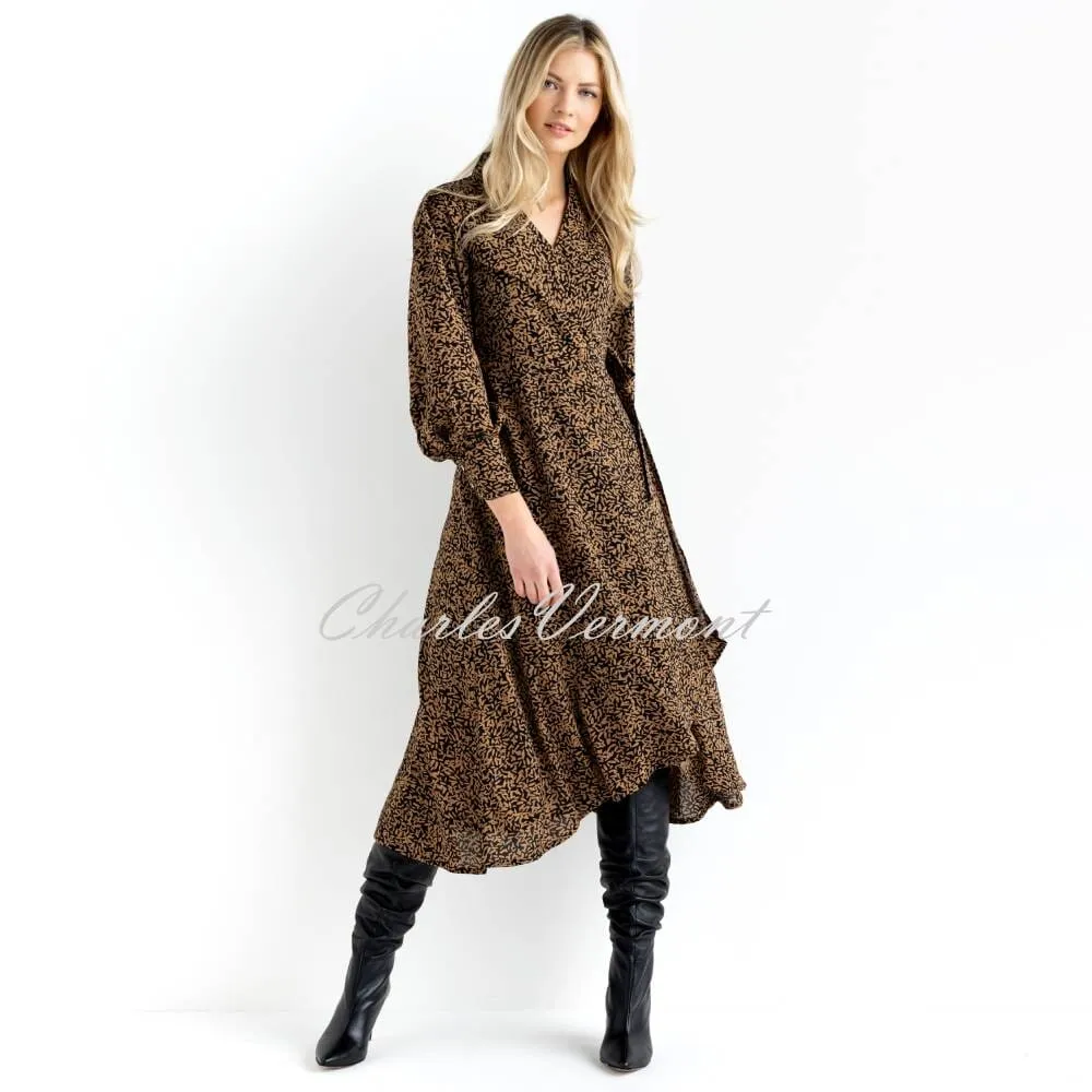 Marble Wrap Dress - Style 6792-130 (Camel / Black)