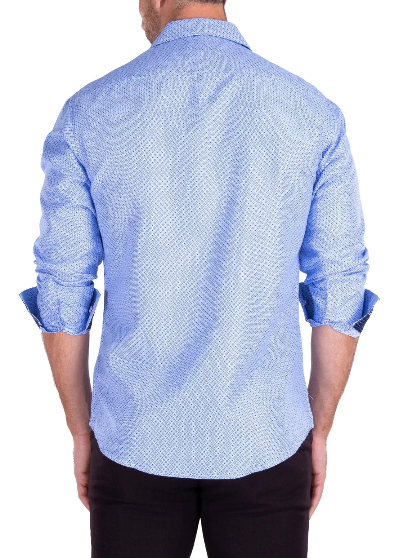 MEN'S BLUE LONG SLEEVES DRESS SHIRT | MODERN FIT EUROPEAN DESIGN | 222300