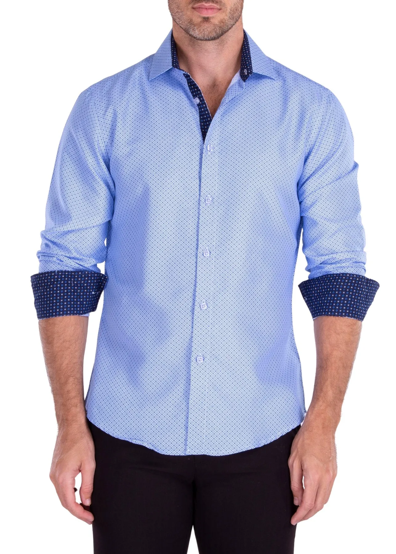 MEN'S BLUE LONG SLEEVES DRESS SHIRT | MODERN FIT EUROPEAN DESIGN | 222300