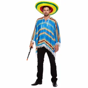 Mens Blue Poncho Costume