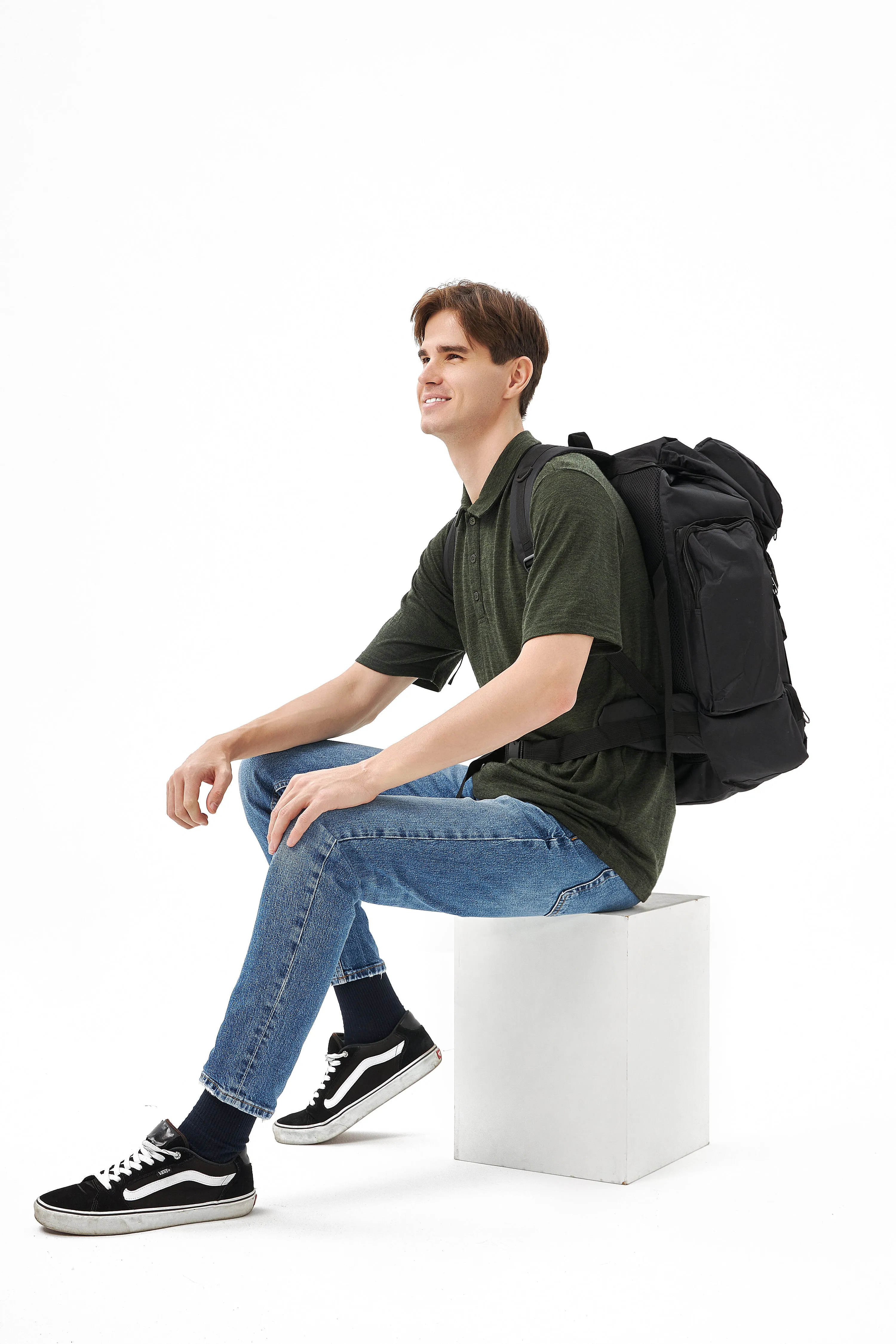 Men's Merino 170g Short Sleeve Polo Army Green