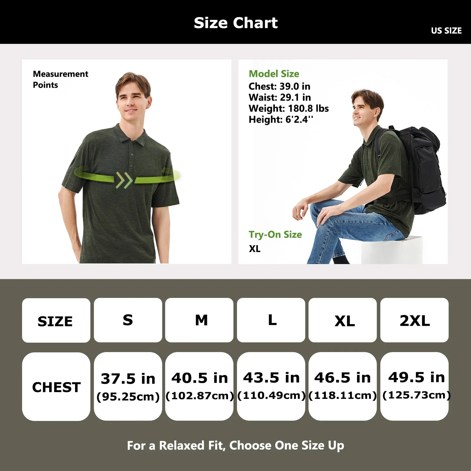 Men's Merino 170g Short Sleeve Polo Army Green