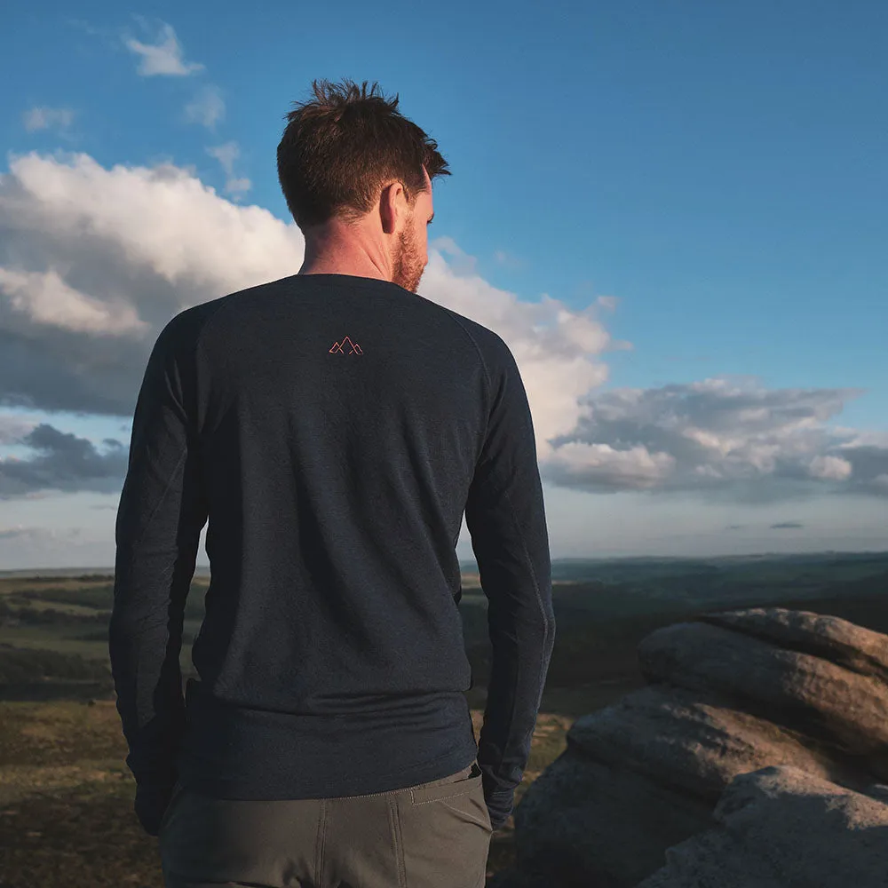 Mens Terreng Merino Blend Long Sleeve Base Layer (Navy)