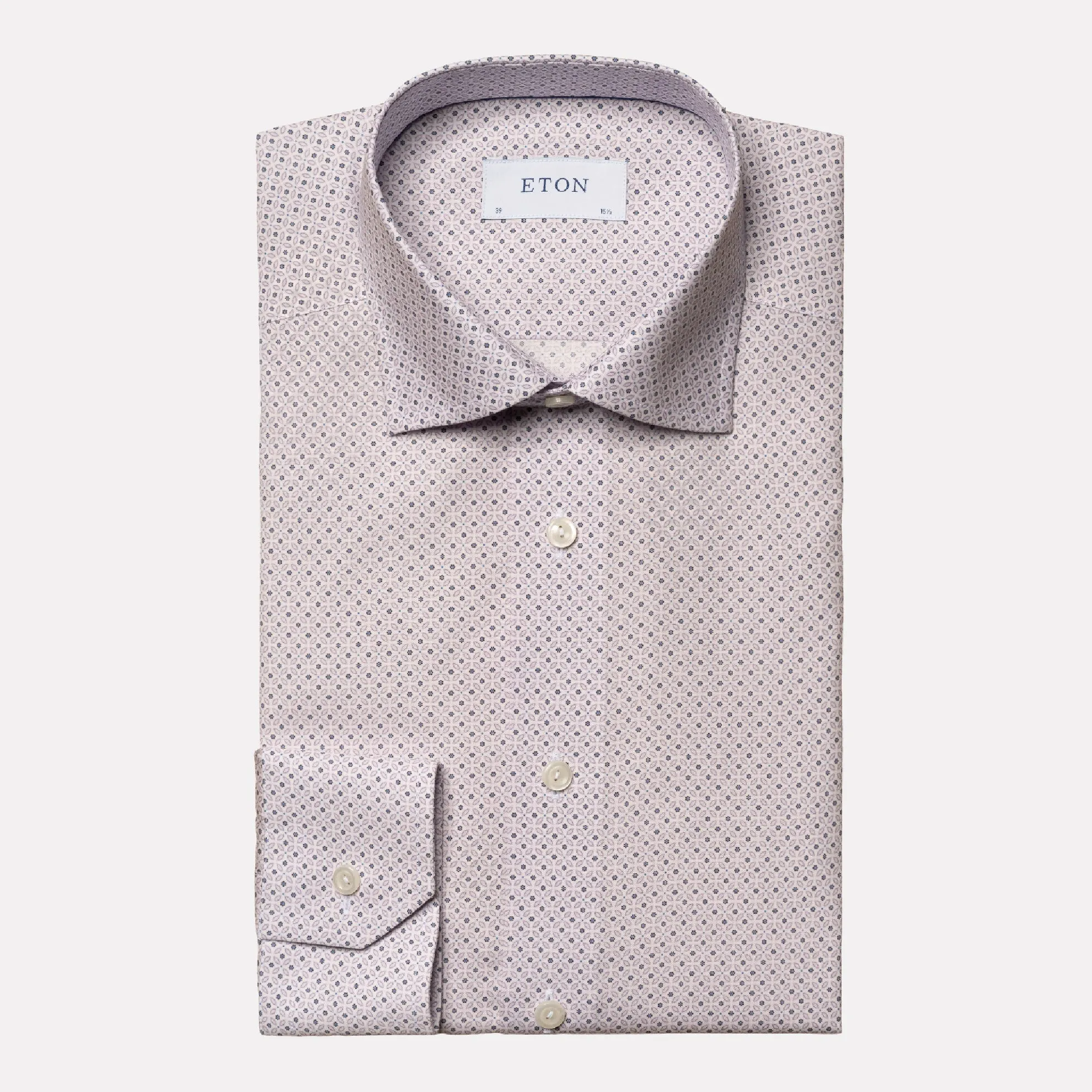 Micro Floral Print Slim Fit Signiture Poplin Shirt / Pink