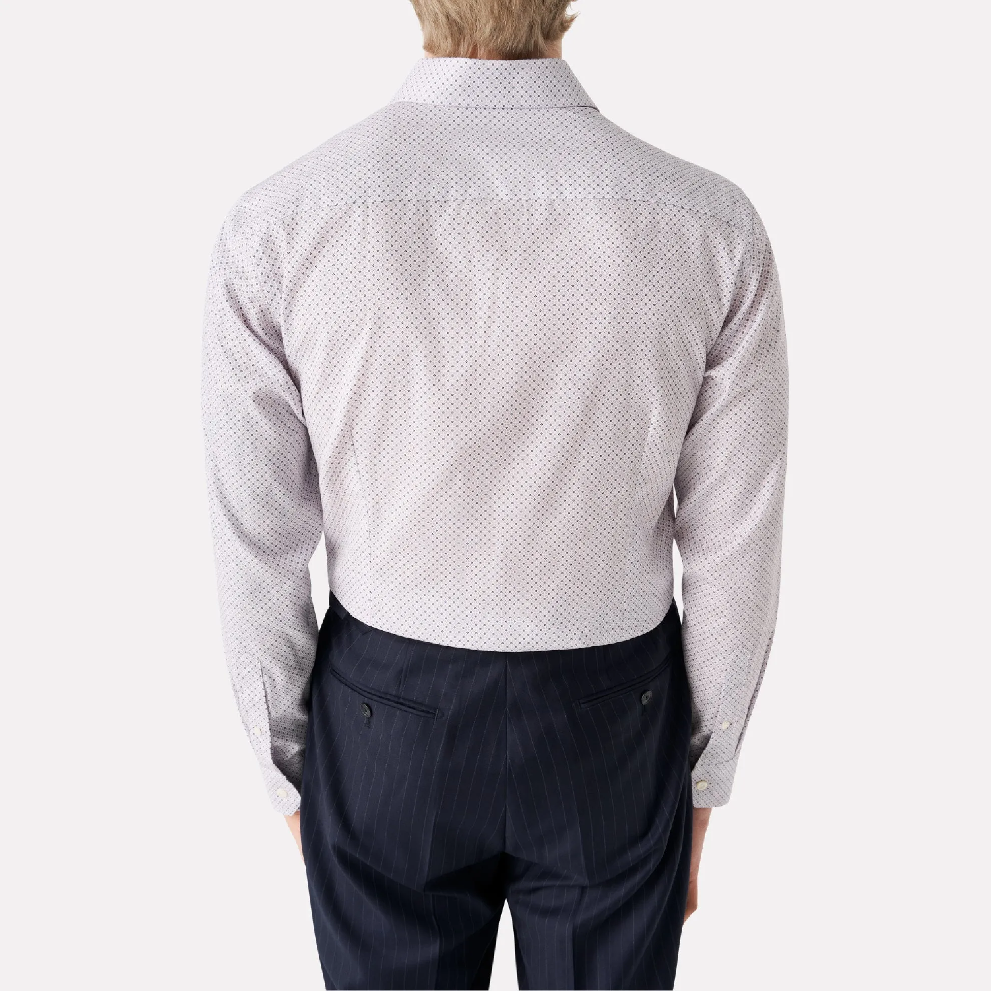 Micro Floral Print Slim Fit Signiture Poplin Shirt / Pink