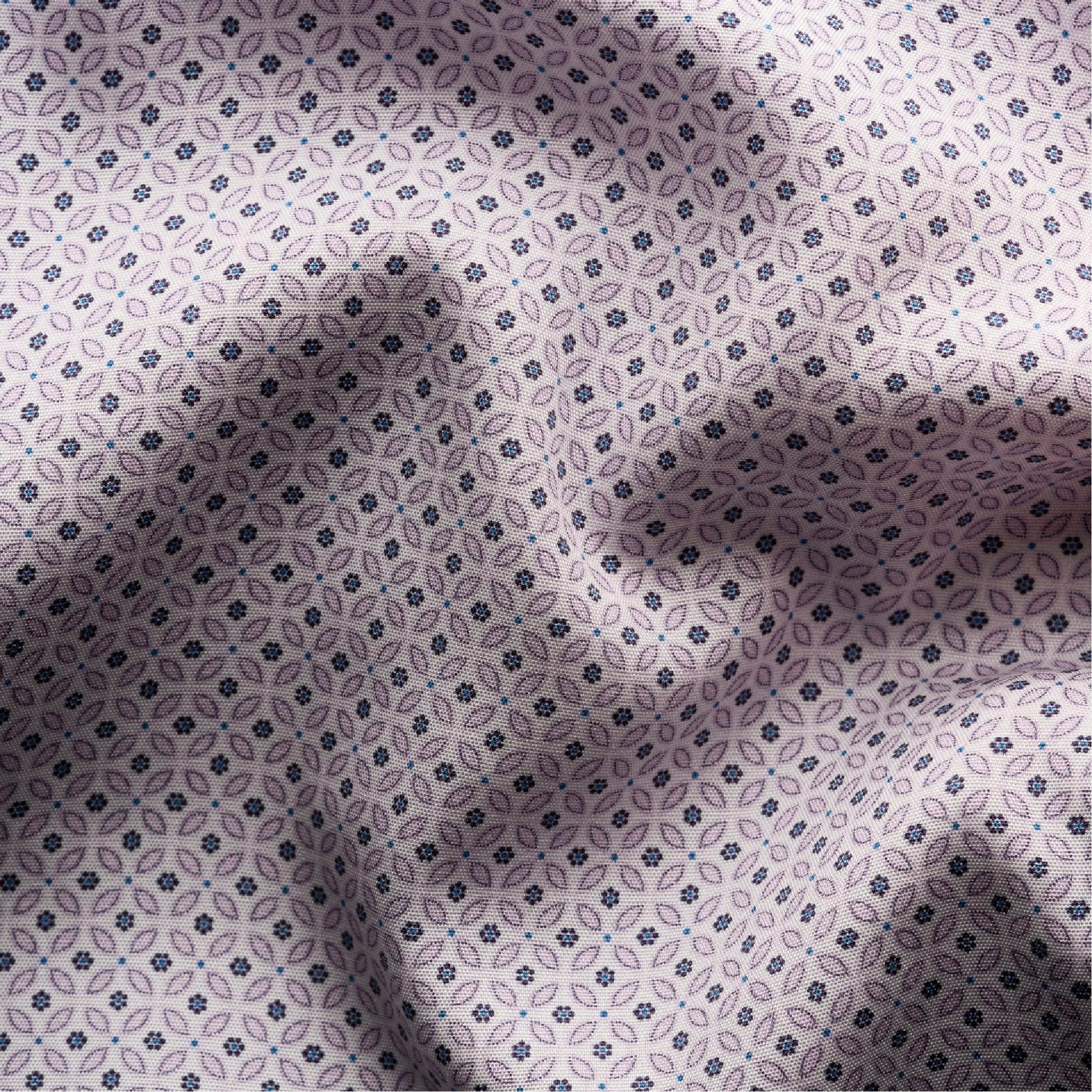 Micro Floral Print Slim Fit Signiture Poplin Shirt / Pink