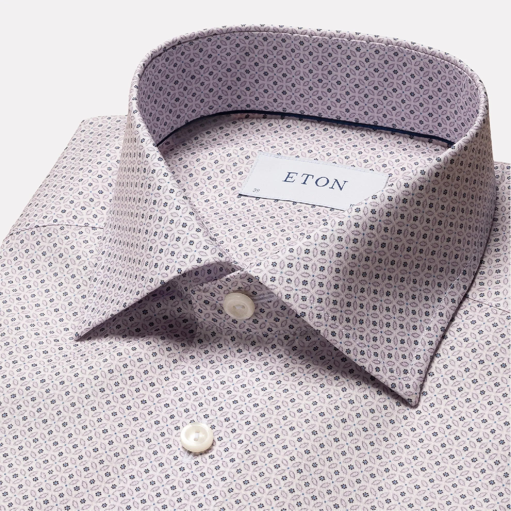 Micro Floral Print Slim Fit Signiture Poplin Shirt / Pink