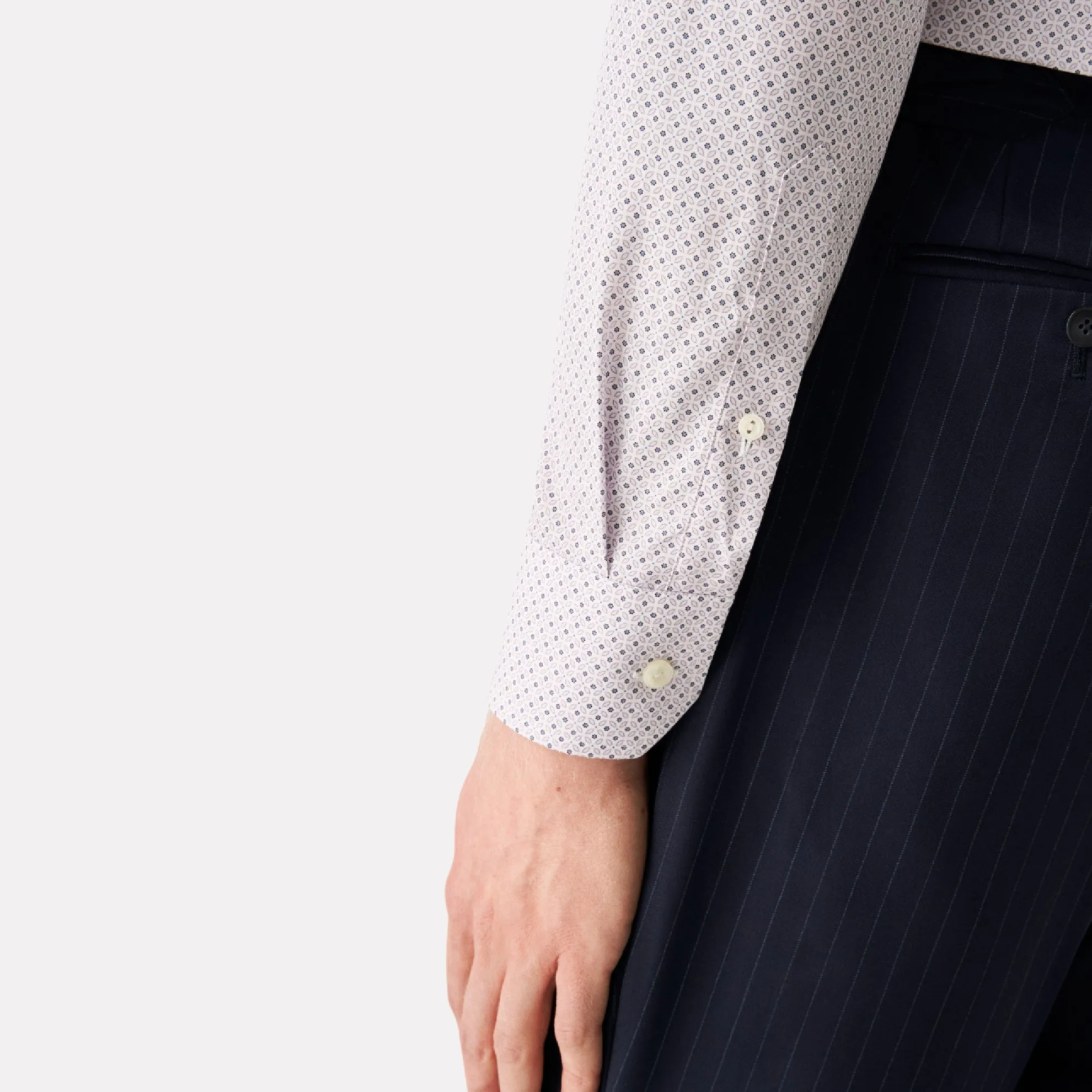 Micro Floral Print Slim Fit Signiture Poplin Shirt / Pink