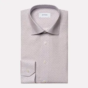 Micro Floral Print Slim Fit Signiture Poplin Shirt / Pink