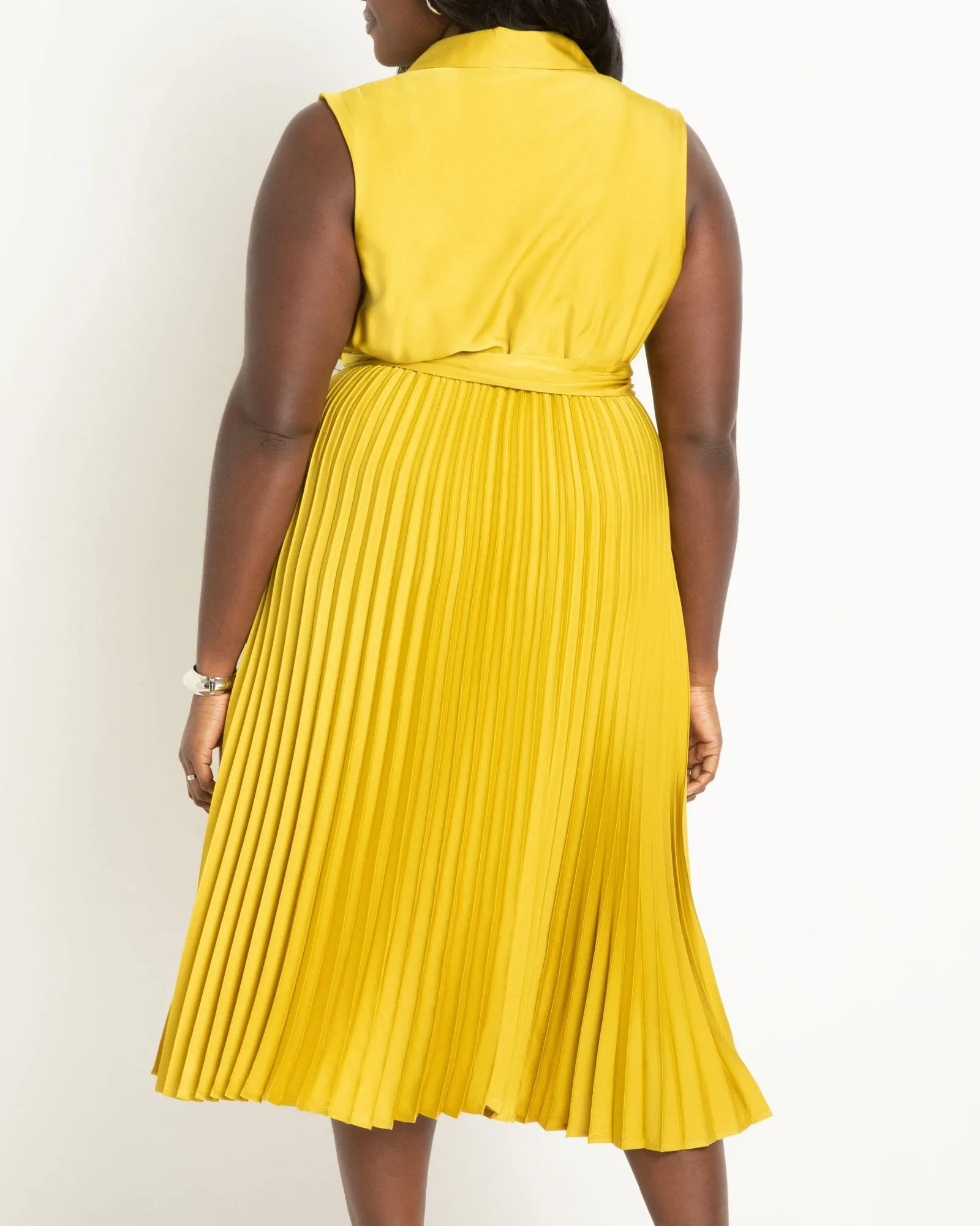Midi Dress With Pleated Skirt | Antique Moss