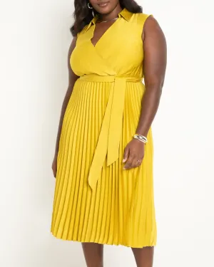 Midi Dress With Pleated Skirt | Antique Moss