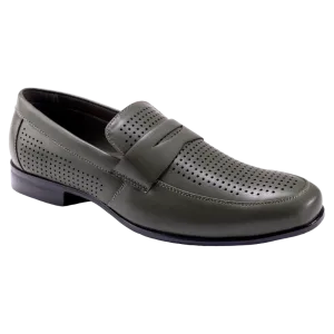 Montique Olive Men's Slip-On Dress Shoes Penny Strap Loafer