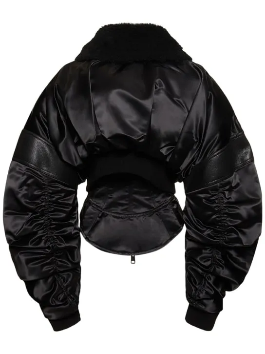 MUGLER   Tech &amp; leather quilted bomber 
