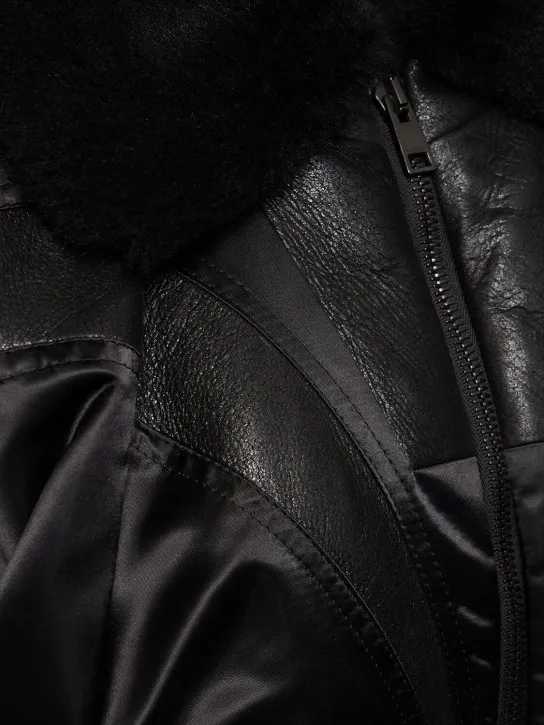 MUGLER   Tech &amp; leather quilted bomber 