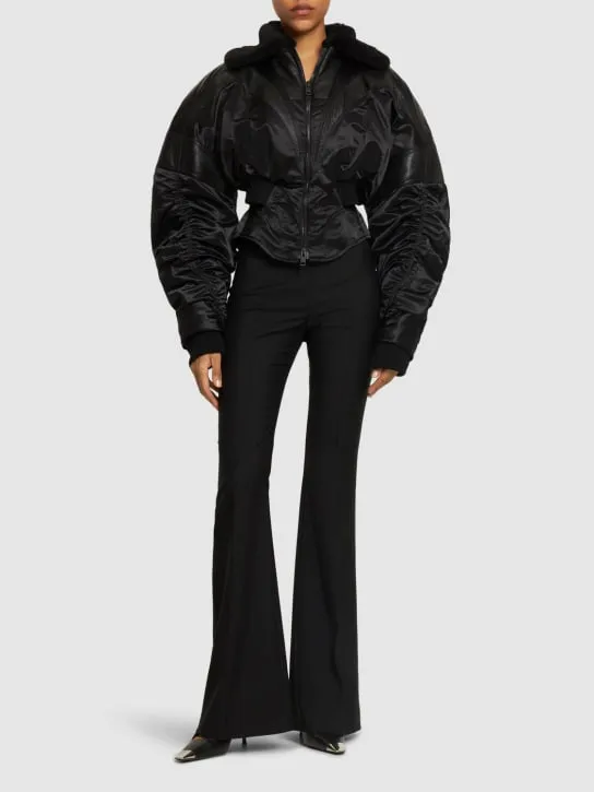 MUGLER   Tech &amp; leather quilted bomber 