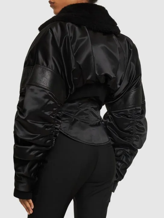 MUGLER   Tech &amp; leather quilted bomber 