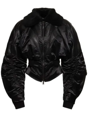 MUGLER   Tech &amp; leather quilted bomber 