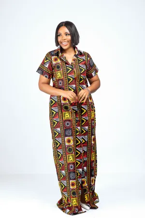 OSAS AFRICAN PRINT SHIRT DRESS