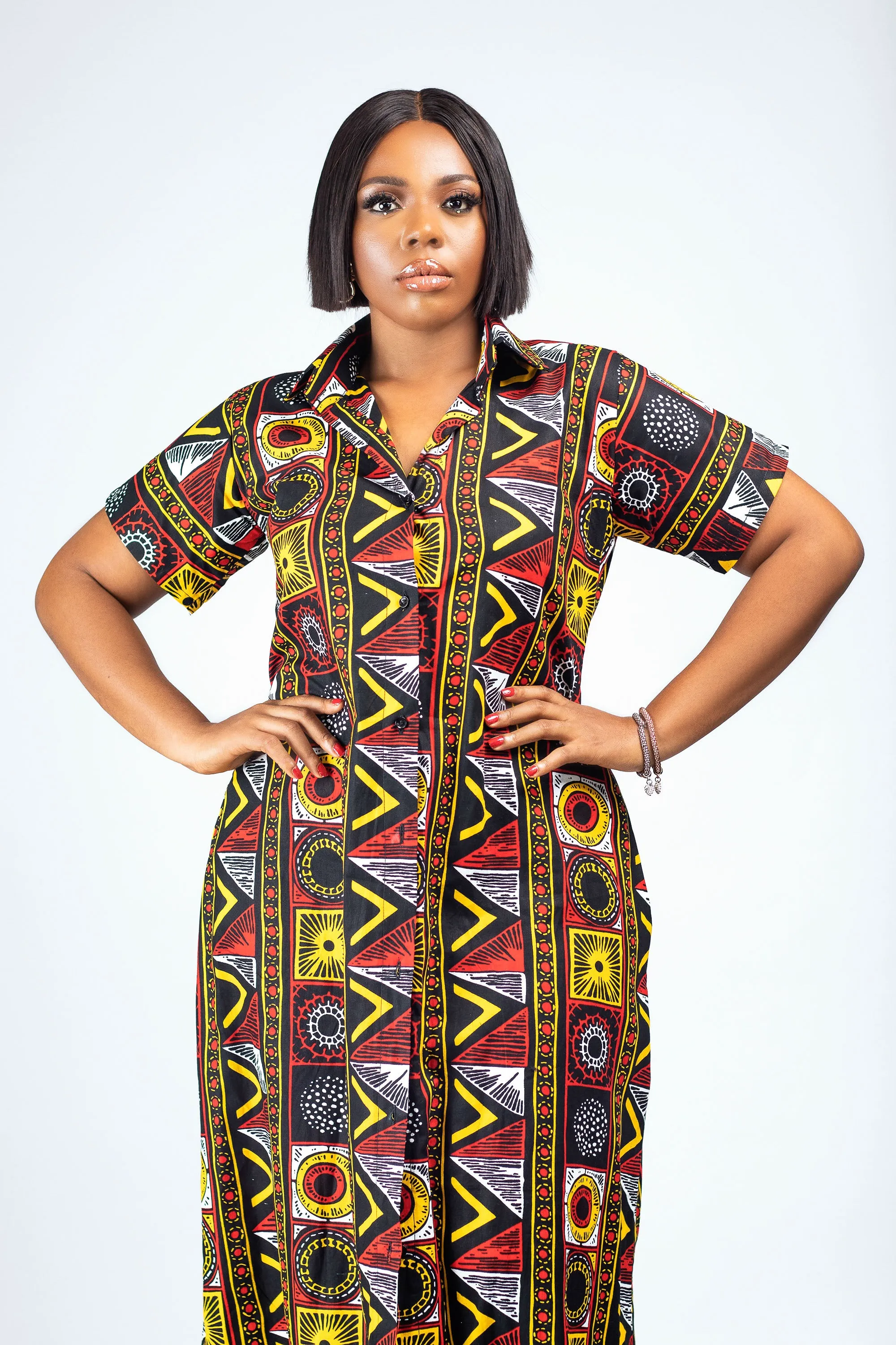 OSAS AFRICAN PRINT SHIRT DRESS