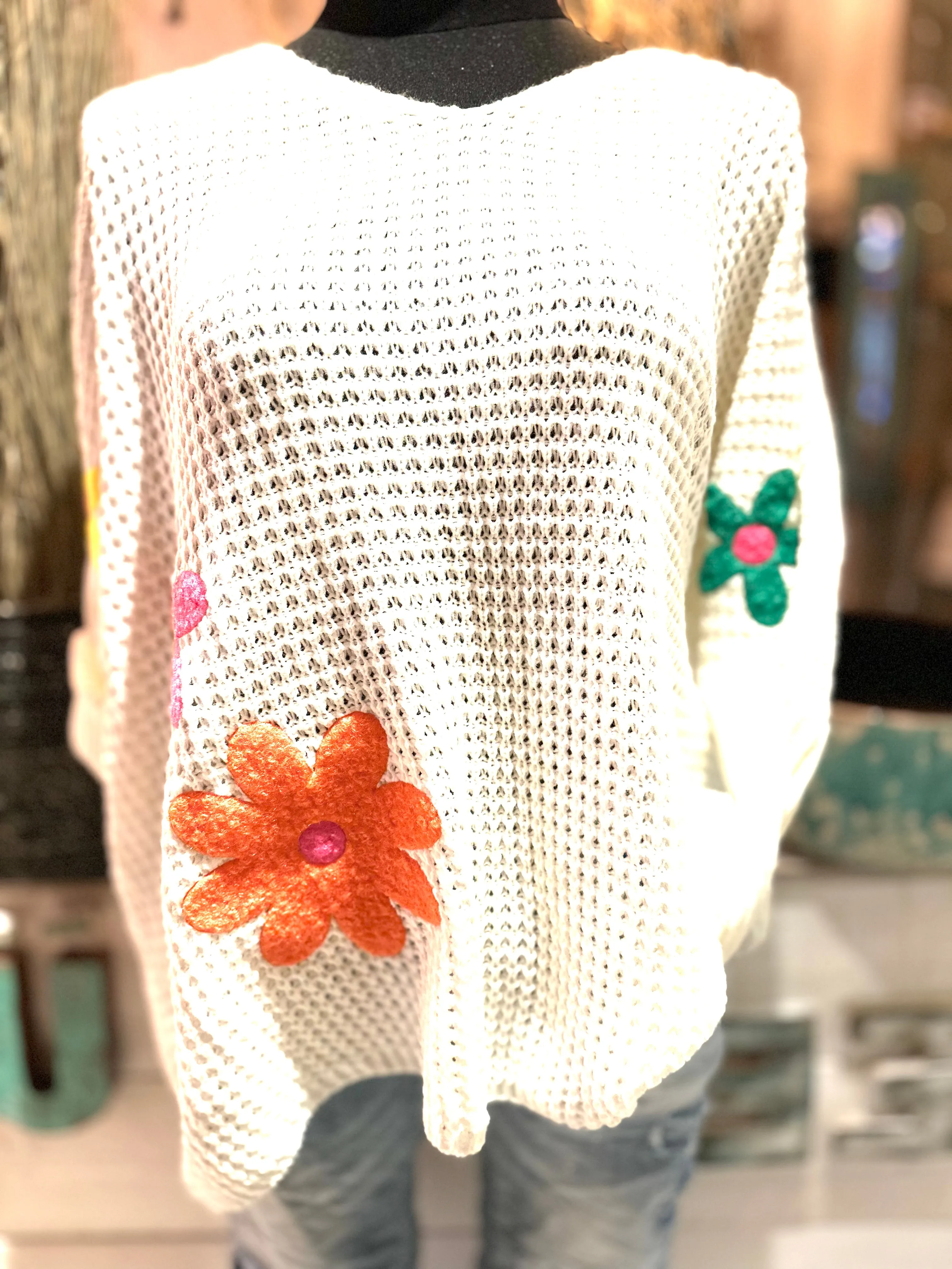 Oversize Pullover mit Blümchen Motive