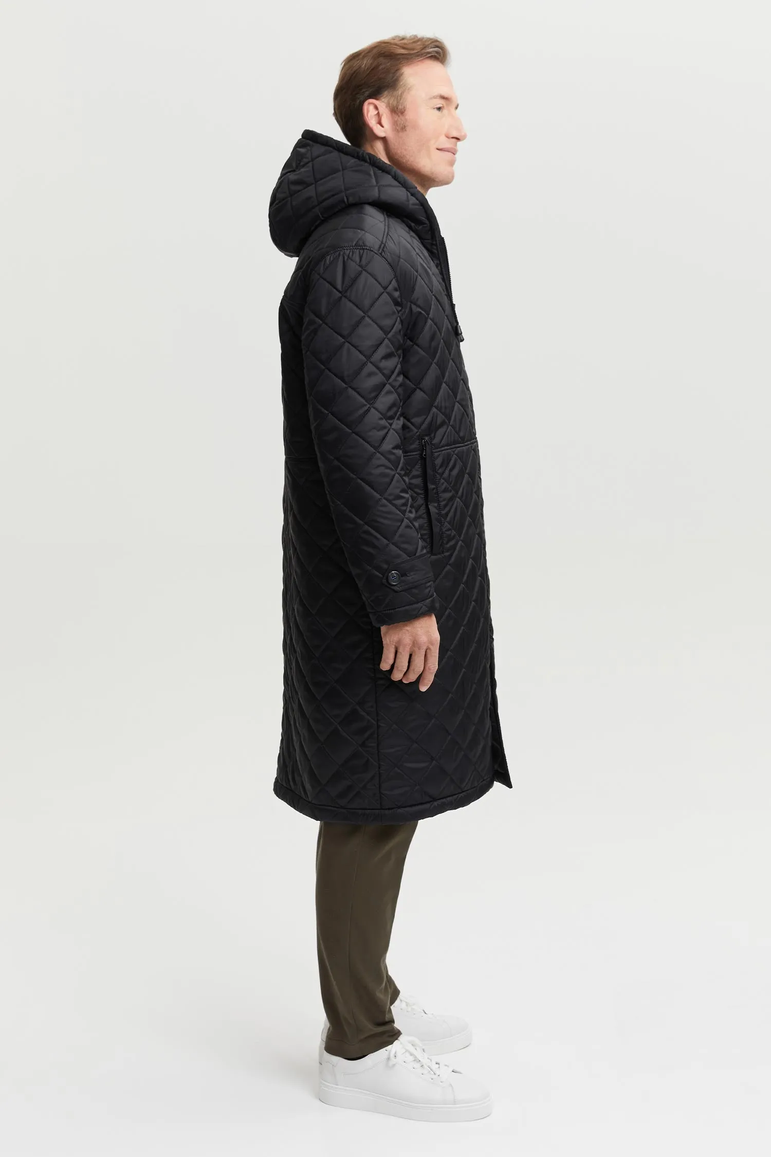 Pentti Water and Wind Repellent Quilted Parka Coat  Black