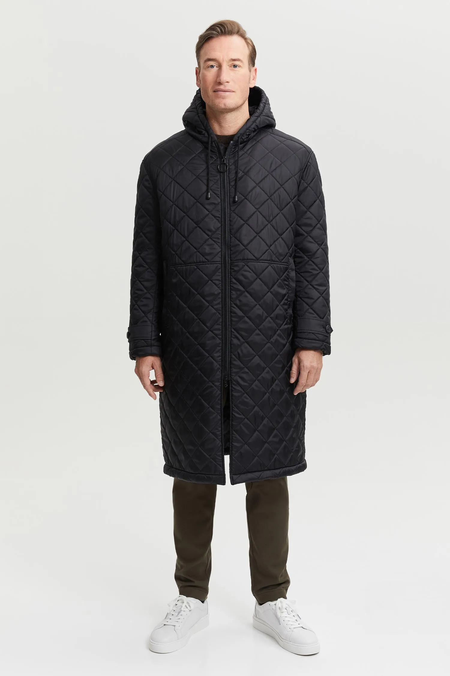 Pentti Water and Wind Repellent Quilted Parka Coat  Black